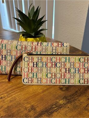 Carolina Herrera Multicolor CH Logo Pouch Duo